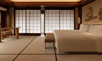 Suite du Capella Kyoto mêlant design contemporain et artisanat japonais, hébergement haut de gamme avec vue sur les jardins de Kyoto.