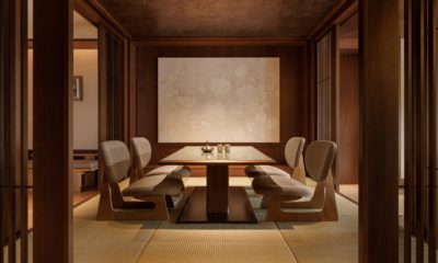 Suite du Capella Kyoto mêlant design contemporain et artisanat japonais, hébergement haut de gamme avec vue sur les jardins de Kyoto.