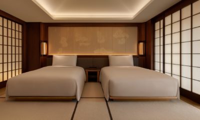 Suite du Capella Kyoto mêlant design contemporain et artisanat japonais, hébergement haut de gamme avec vue sur les jardins de Kyoto.