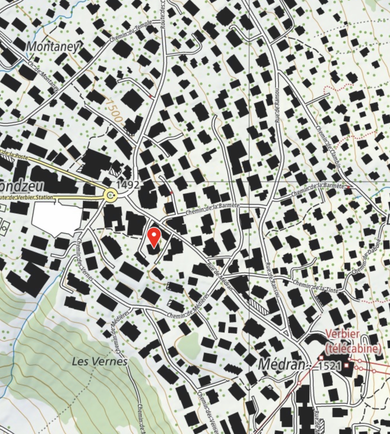Carte de la localisation de l'agence Horizons Nouveaux à Verbier